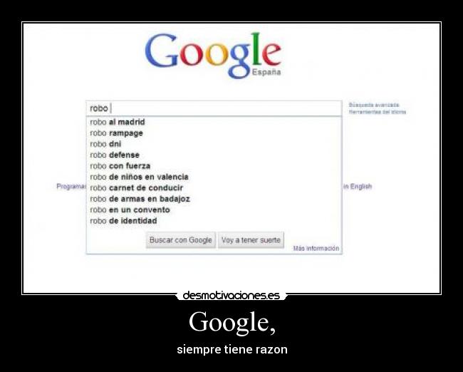 Google, - siempre tiene razon