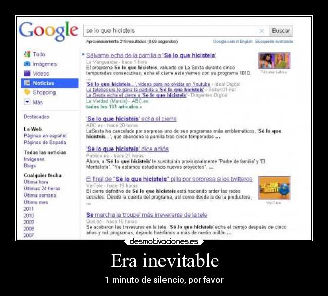 Era inevitable - 1 minuto de silencio, por favor