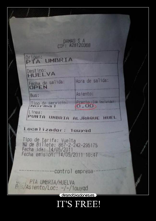 carteles free bus ticket desmotivaciones