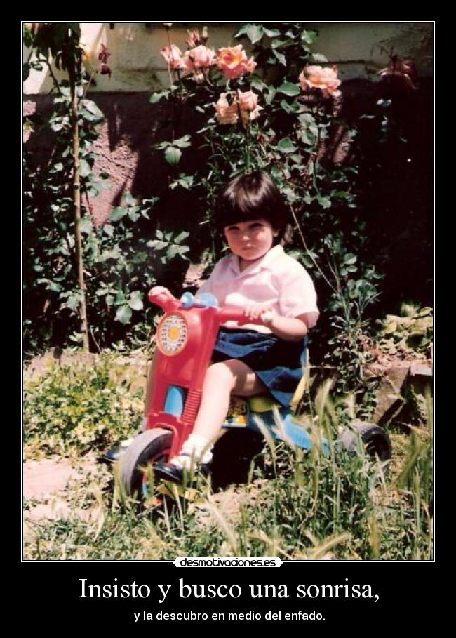 Insisto y busco una sonrisa, -  y la descubro en medio del enfado.