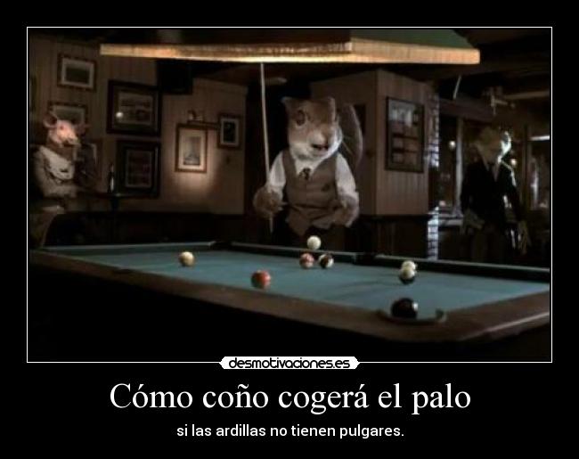 Cómo coño cogerá el palo - si las ardillas no tienen pulgares.
