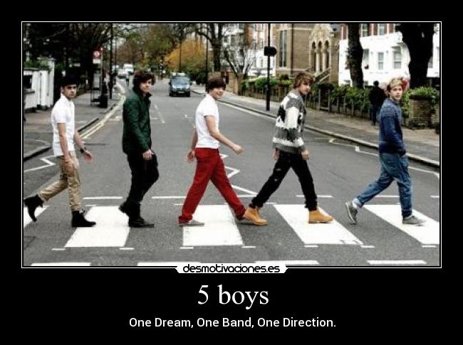 5 boys - One Dream, One Band, One Direction.