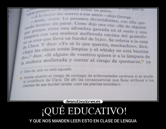 ¡QUÉ EDUCATIVO! - Y QUE NOS MANDEN LEER ESTO EN CLASE DE LENGUA