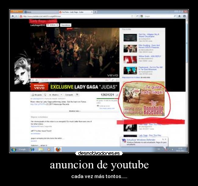 anuncion de youtube -