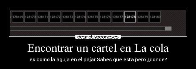 Encontrar un cartel en La cola -