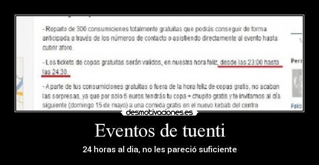 Eventos de tuenti - 24 horas al dia, no les pareció suficiente