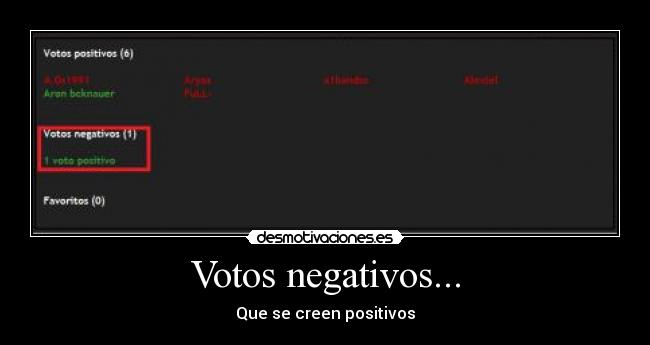 Votos negativos... - Que se creen positivos