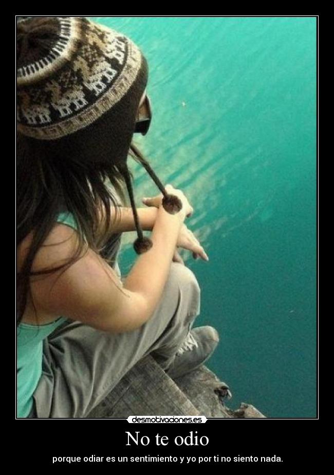 No te odio - porque odiar es un sentimiento y yo por ti no siento nada.