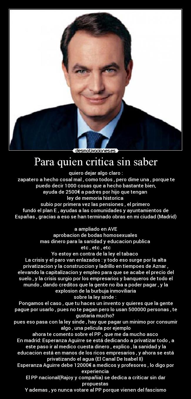 Para quien critica sin saber - 