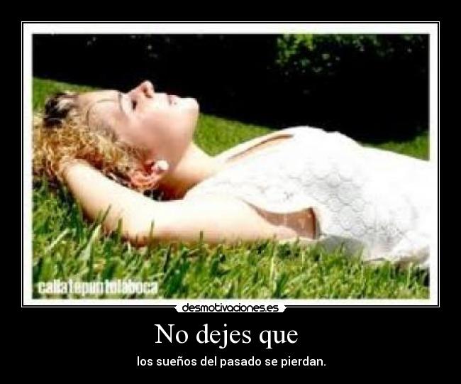 No dejes que  - los sueños del pasado se pierdan.