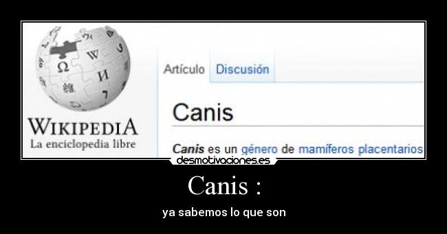 Canis : - ya sabemos lo que son