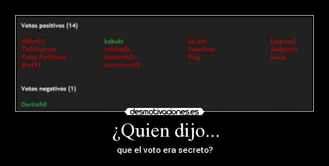 ¿Quien dijo... - que el voto era secreto?