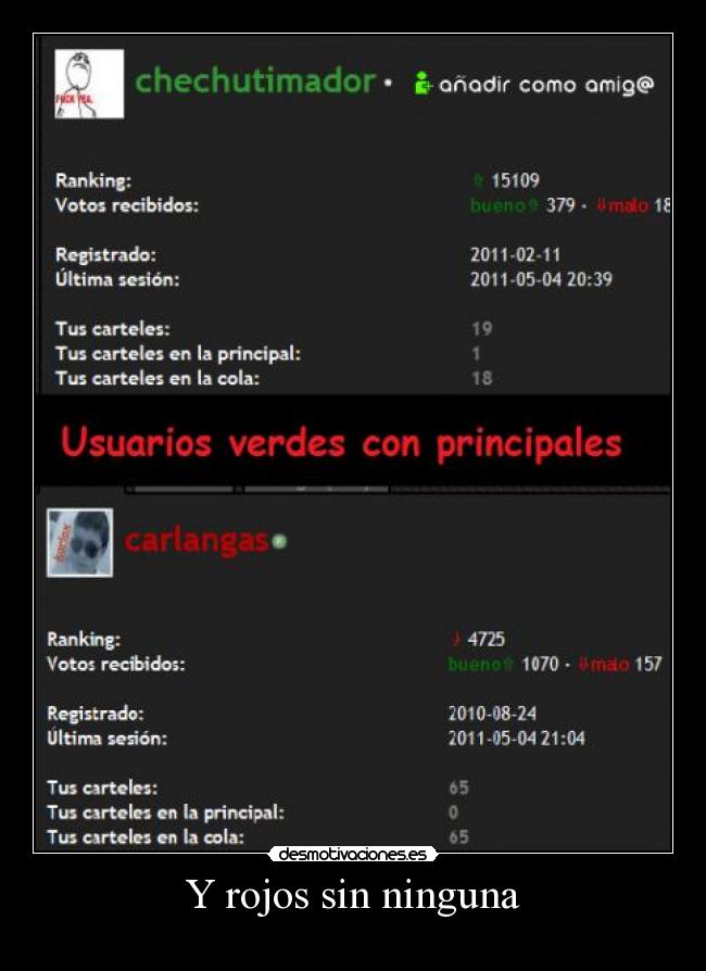 Y rojos sin ninguna -