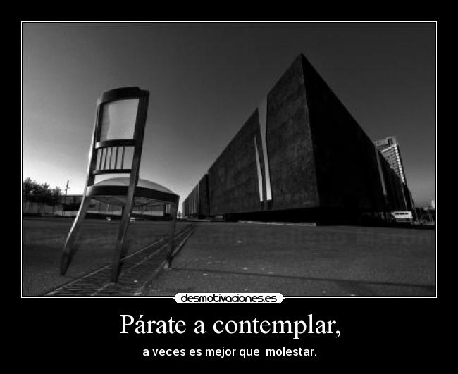 Párate a contemplar, - a veces es mejor que  molestar.