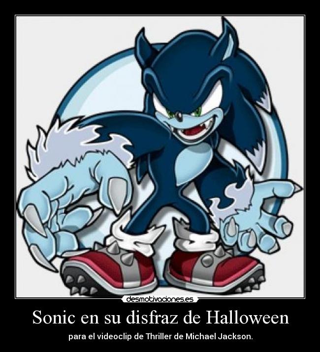Sonic en su disfraz de Halloween - para el videoclip de Thriller de Michael Jackson.