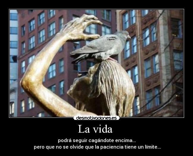 La vida  - podrá seguir cagándote encima...
 pero que no se olvide que la paciencia tiene un límite...