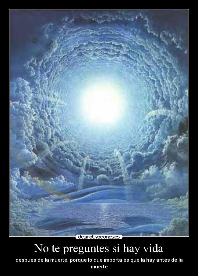 No te preguntes si hay vida - despues de la muerte, porque lo que importa es que la hay antes de la muerte