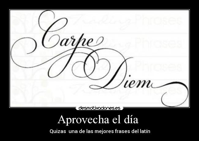 Aprovecha el día - Quizas una de las mejores frases del latín