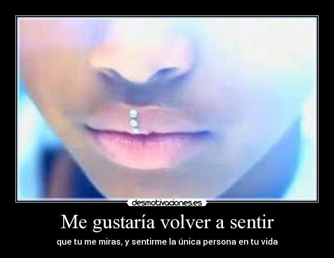 Me gustaría volver a sentir - que tu me miras, y sentirme la única persona en tu vida