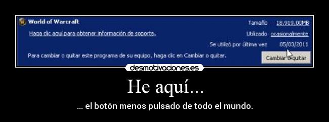 He aquí... - ... el botón menos pulsado de todo el mundo.