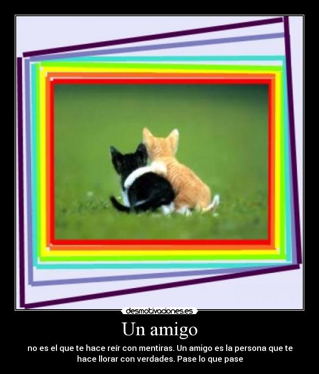 Un amigo - no es el que te hace reír con mentiras. Un amigo es la persona que te
hace llorar con verdades. Pase lo que pase