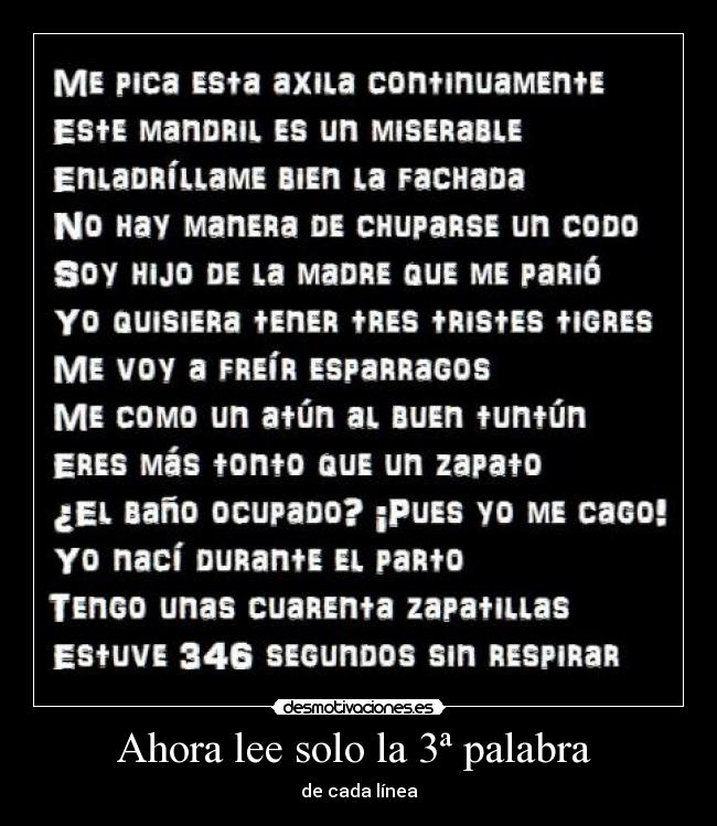 Ahora lee solo la 3ª palabra -