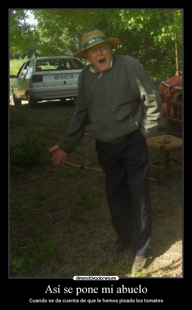 Así se pone mi abuelo - Cuando se da cuenta de que le hemos pisado los tomates