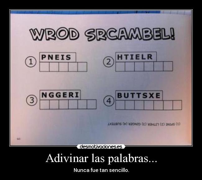 Adivinar las palabras... - Nunca fue tan sencillo.