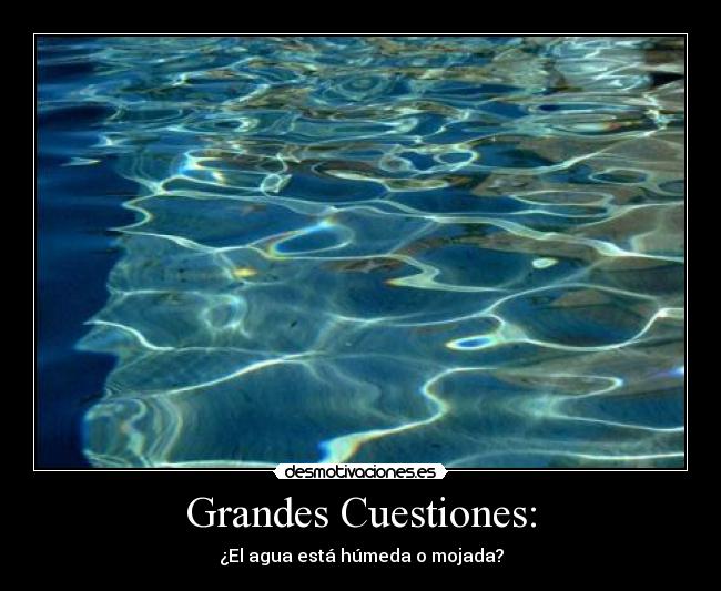 Grandes Cuestiones: - ¿El agua está húmeda o mojada?