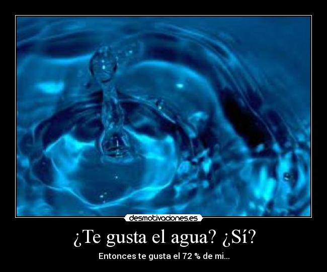 ¿Te gusta el agua? ¿Sí? - Entonces te gusta el 72 % de mi...