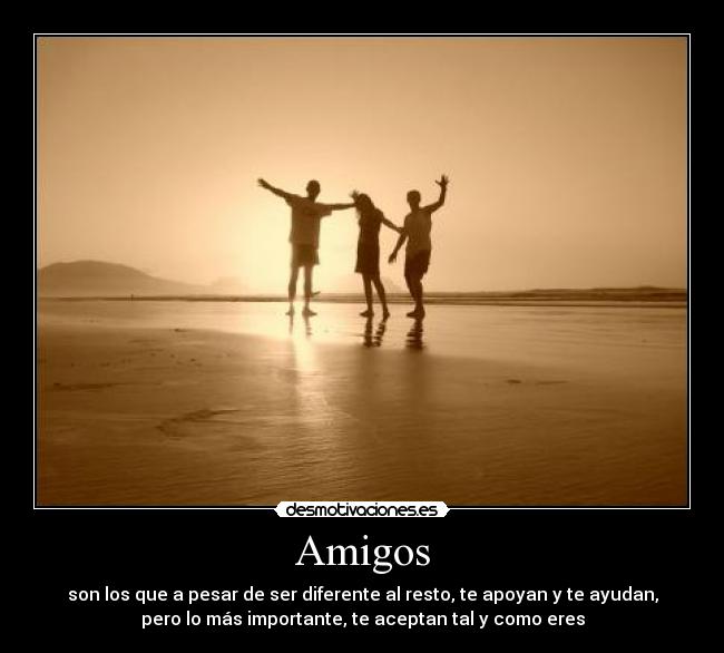 Amigos - son los que a pesar de ser diferente al resto, te apoyan y te ayudan,
pero lo más importante, te aceptan tal y como eres