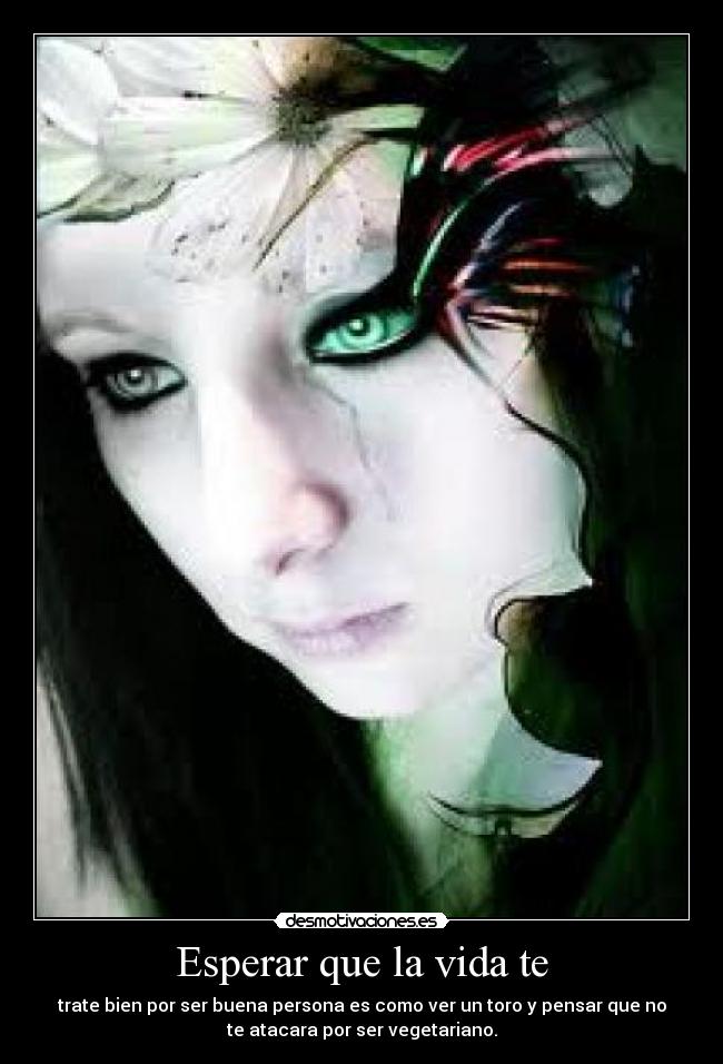 Esperar que la vida te - trate bien por ser buena persona es como ver un toro y pensar que no
te atacara por ser vegetariano.