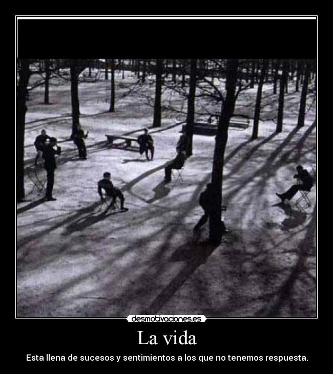 La vida - Esta llena de sucesos y sentimientos a los que no tenemos respuesta.