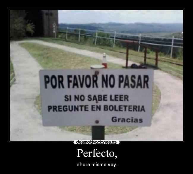 Perfecto, - ahora mismo voy.