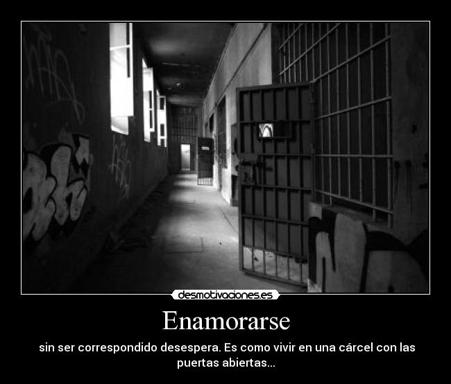Enamorarse - sin ser correspondido desespera. Es como vivir en una cárcel con las
puertas abiertas...