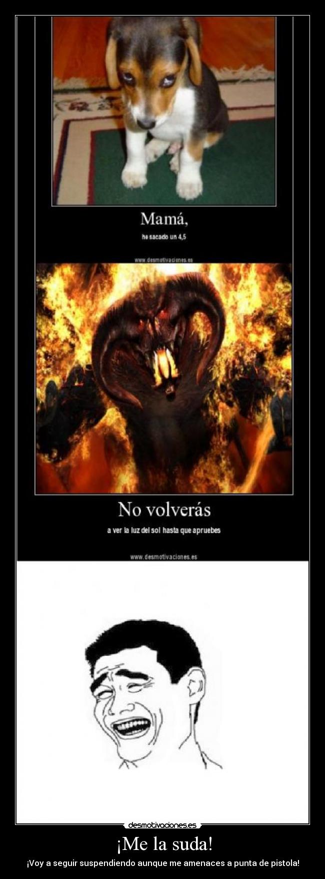 ¡Me la suda! - ¡Voy a seguir suspendiendo aunque me amenaces a punta de pistola!
