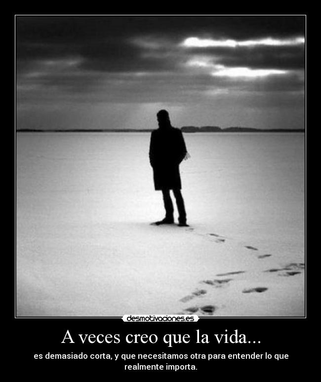 A veces creo que la vida... - es demasiado corta, y que necesitamos otra para entender lo que realmente importa.