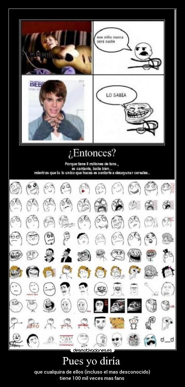 Pues yo diría - que cualquira de ellos (incluso el mas desconocido)
tiene 100 mil veces mas fans