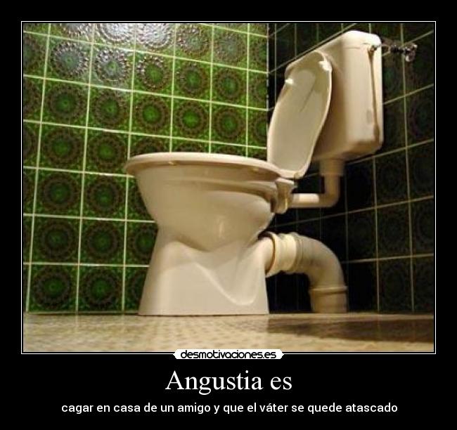 Angustia es - cagar en casa de un amigo y que el váter se quede atascado