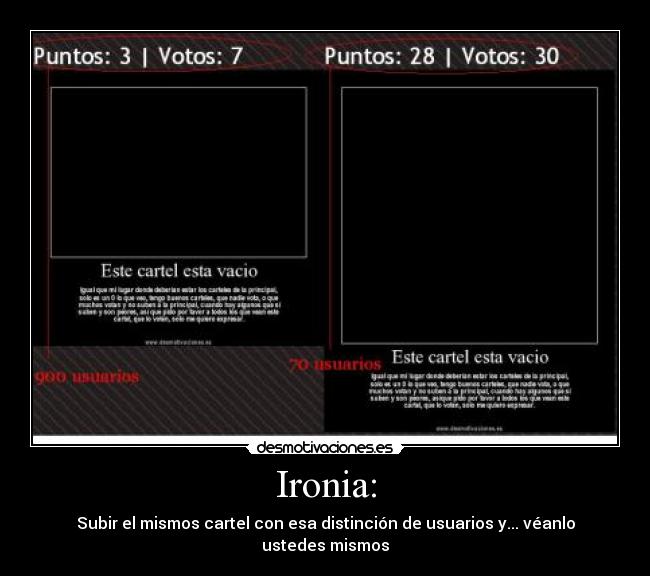 Ironia: - Subir el mismos cartel con esa distinción de usuarios y... véanlo ustedes mismos