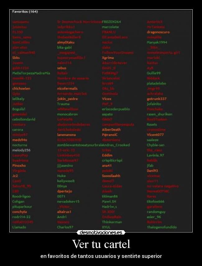 Ver tu cartel - en favoritos de tantos usuarios y sentirte superior