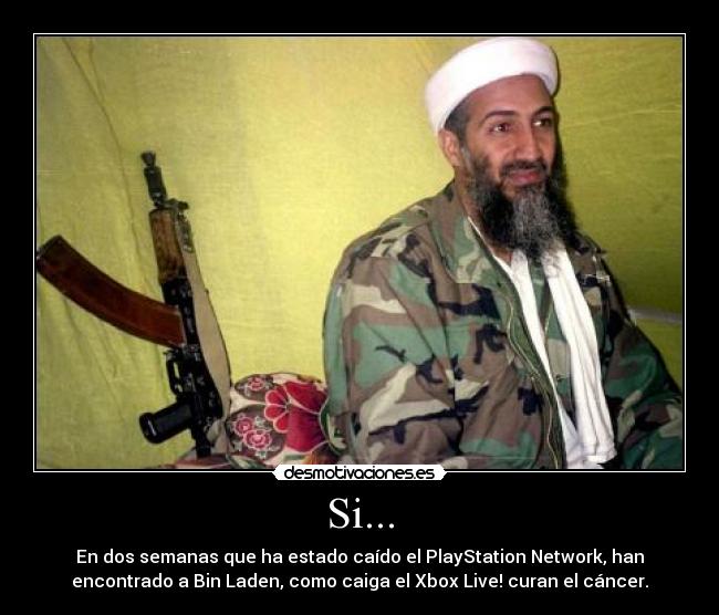carteles bin ladenpsnplaystationxbox desmotivaciones