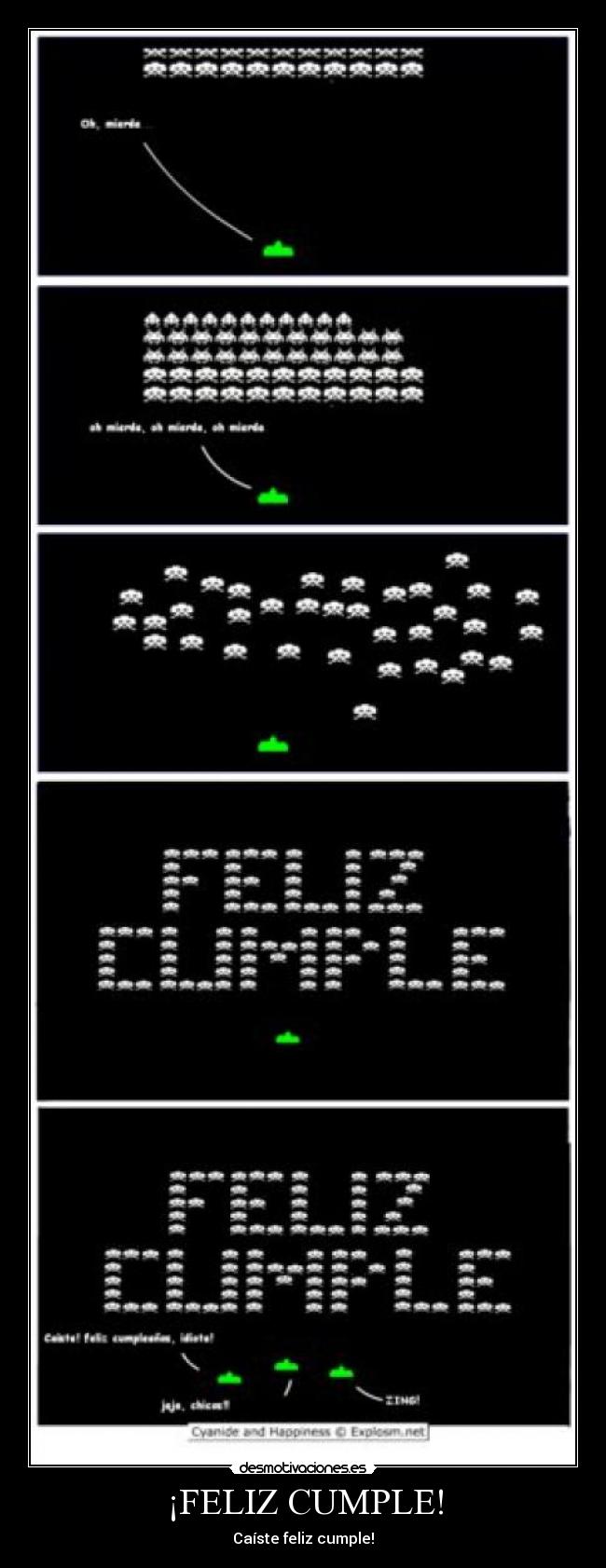 carteles pacman naves tetris feliz cumple cumpleanos sorpresa caiste amigos felicitacion disparos videojuego desmotivaciones