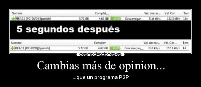 Cambias más de opinion... - ...que un programa P2P