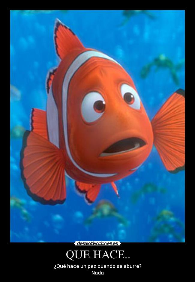 QUE HACE.. - ¿Qué hace un pez cuando se aburre?
Nada