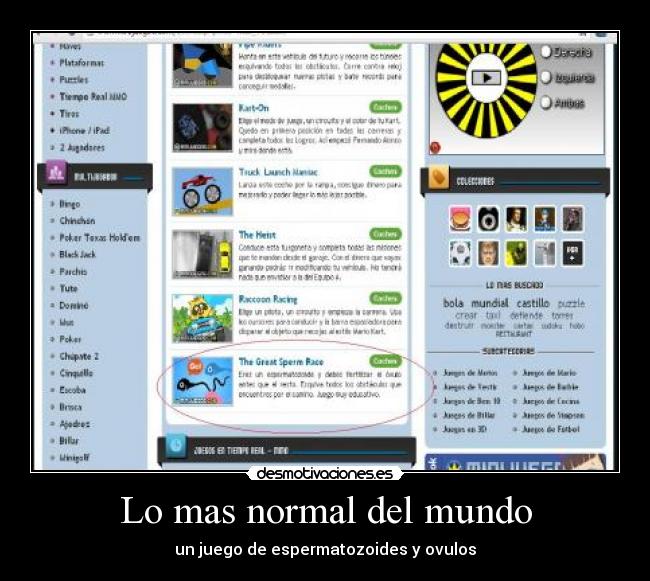 Lo mas normal del mundo - un juego de espermatozoides y ovulos
