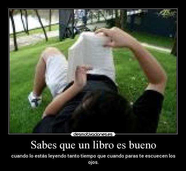 Sabes que un libro es bueno - cuando lo estás leyendo tanto tiempo que cuando paras te escuecen los ojos.