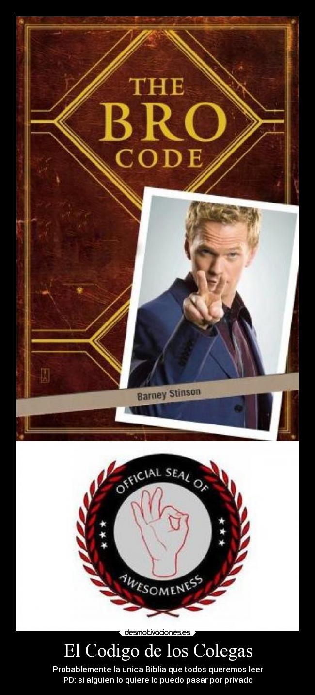 carteles the bro code codigo colegas biblia desmotivaciones