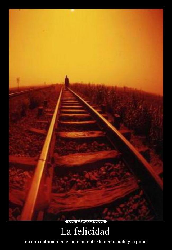 La felicidad  - es una estación en el camino entre lo demasiado y lo poco.