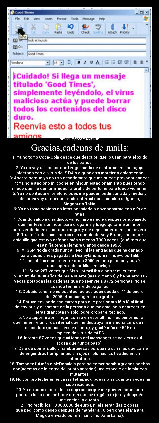 Gracias,cadenas de mails: -